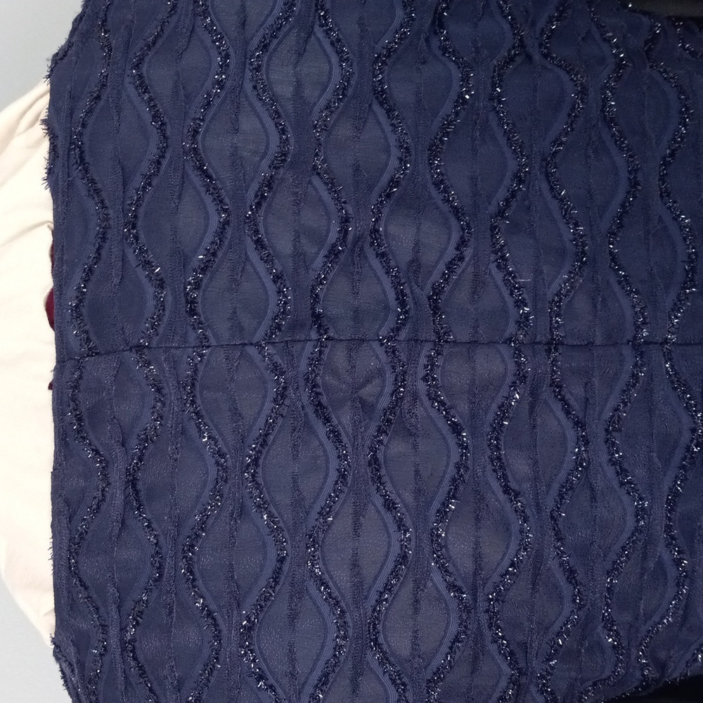 Connected Apparel Elegant Navy Blue Dress with Sheer Sleeves Size 14 - Picture 11 of 11